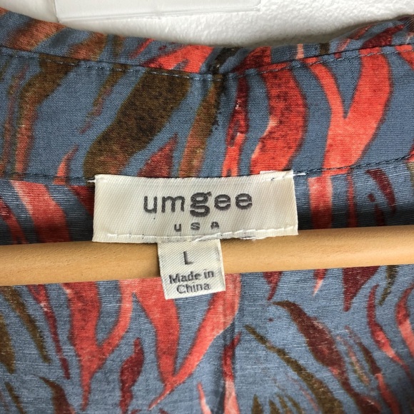 UMGEE Printed Collared Ruffle Bell Sleeve Dress - Picture 3 of 12